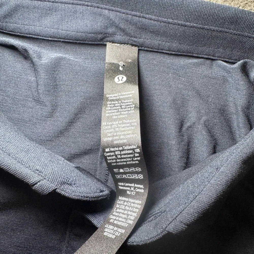 Lululemon New England Patriots NFL Polo Shirt Mens Large Navy Blue Short Sleeve